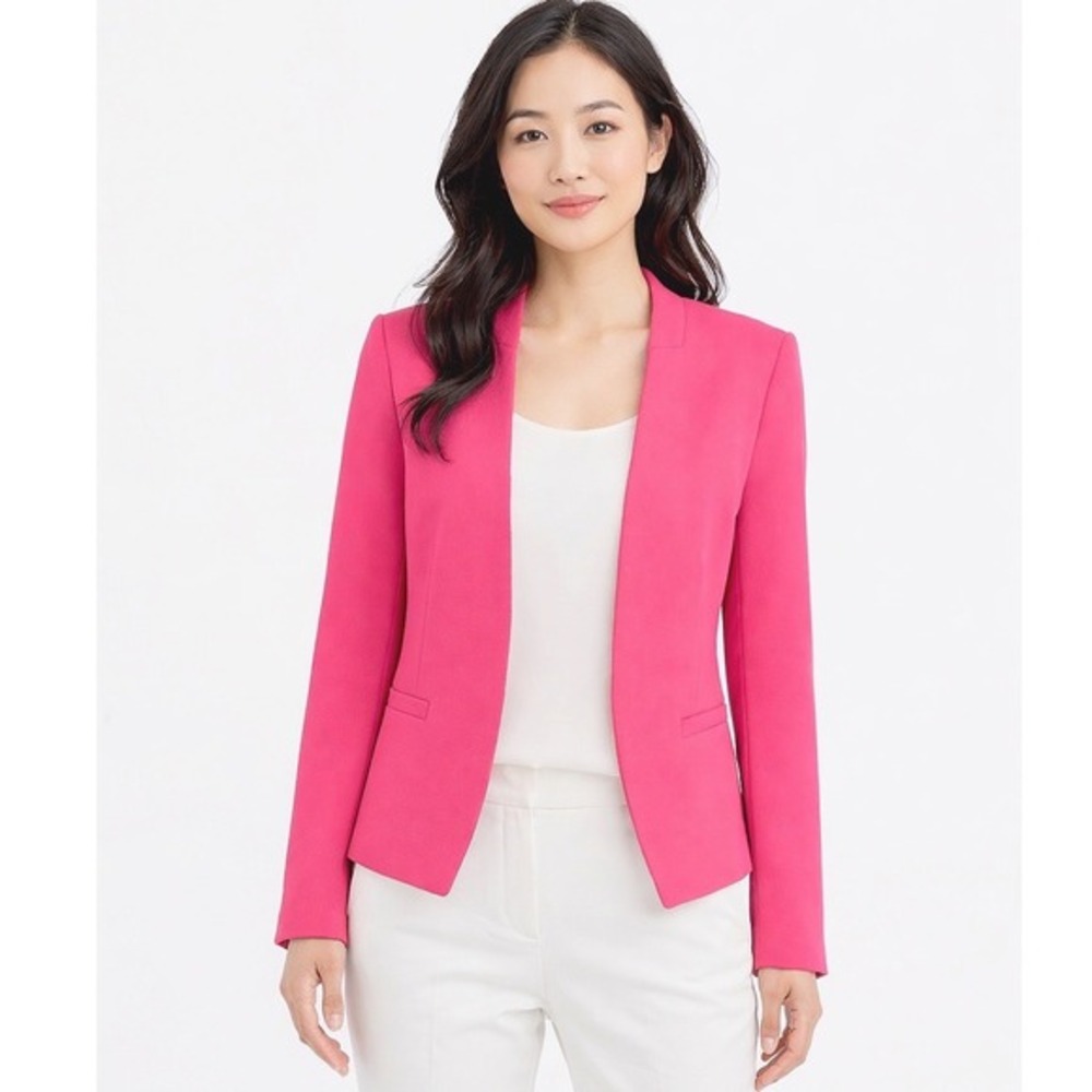 Ann Taylor LOFT Pink Open Front Peplum Blazer Jacket 8‎ Preppy Chic Career 89-30